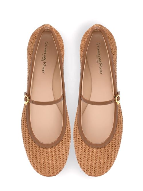 Camel brown woven raffia ballerina GIANVITO ROSSI | G2222305GOMMBNCUCU